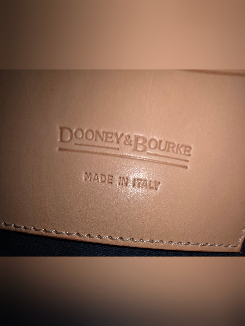 Dooney & Bourke Blue Logo Denim and Tan Leather Shoulder Bag - Picture 7 of 9